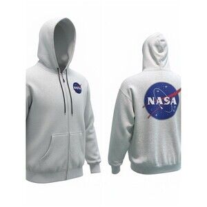 NASA Logo Hoodie XL Gray Zip-Up Sweatshirt | Kennedy Space Center Style